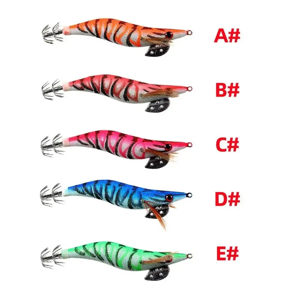 China China 2.0# 2.5# 3.0# Squid Jig Fishing Lures Shrimp Prawn Luminous Glow in Dark Spinner Lures Tackle for Cuttlefish