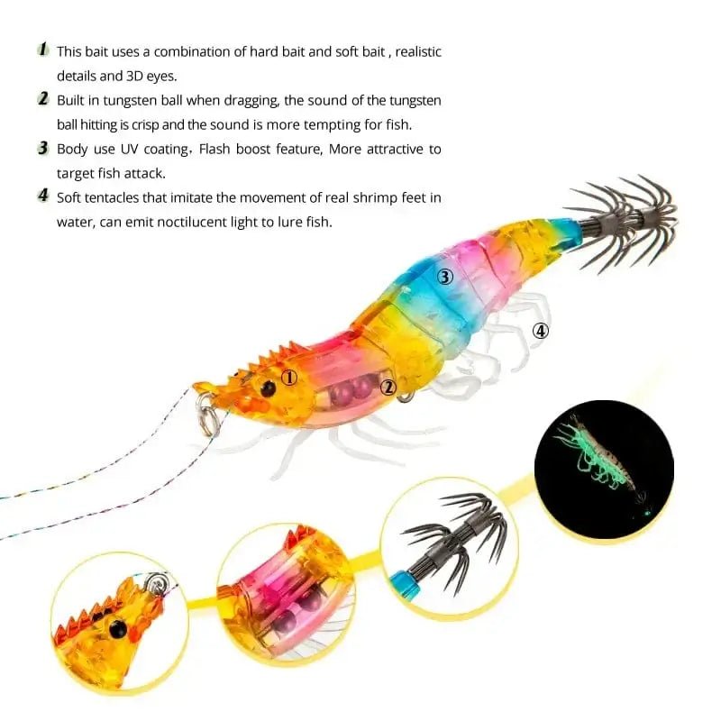 China China Squid Jigs Lures 15g 80mm Luminous Bottled Soft Foot Wood Shrimp Saltwater Lifelike Simulation Octopus Cuttlefish Jig Hook Bait