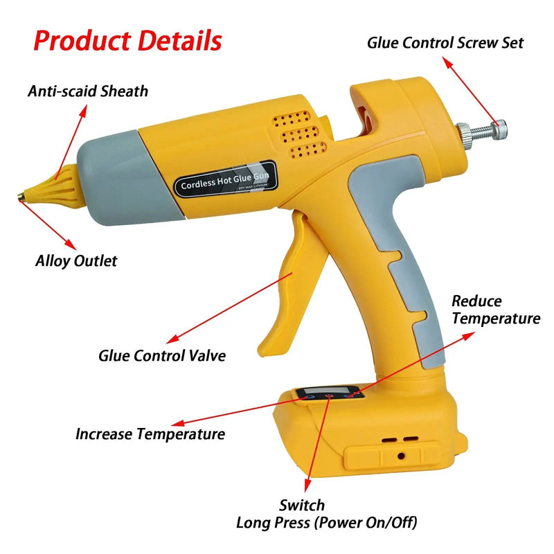 Cordless Hot Glue Gun Compatible with DeWalt 18V Battery by salelink.co.nz