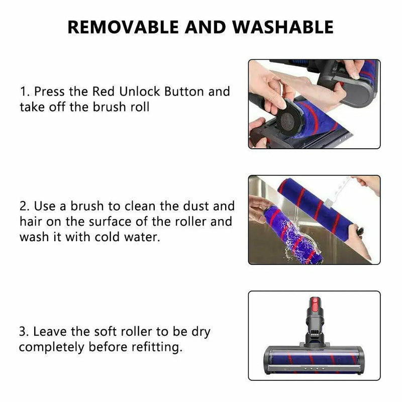 Soft Fluffy Brush Roller Cleaner Head for Dyson V7 V8 V10 V11 by salelink.co.nz