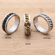 Stainless Steel 8mm Spinning Chain Ring - Silver | Gold | Black by Glitters