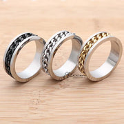 Stainless Steel 8mm Spinning Chain Ring - Silver | Gold | Black by Glitters