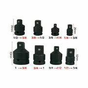 8pc Impact Socket Adaptor Set Ratchet Increaser Reducer Convertor 1/4''-1" Drive by salelink.co.nz