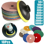 10Pcs Diamond Polishing Pads Wet Dry 4" Set for Granite Stone Concrete Marble by salelink.co.nz