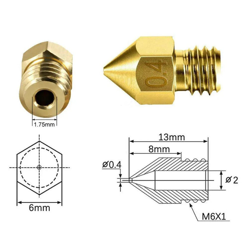 5pcs For Ender 3 PRO CR10 3D Printer 1.75mm 0.4mm MK8 Extruder Nozzles by salelink.co.nz