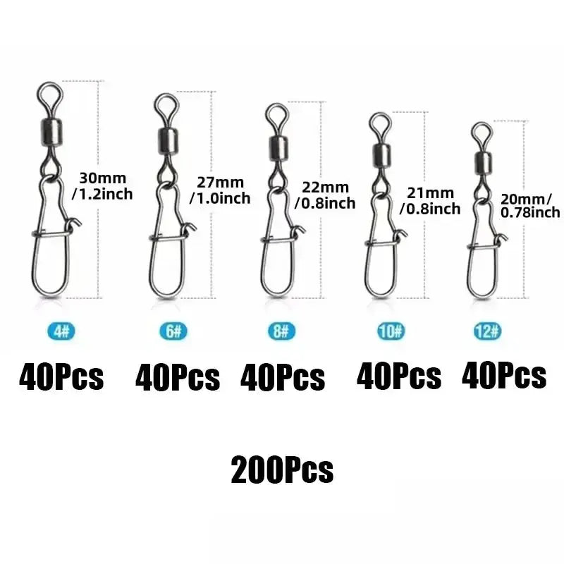 Stainless Steel Fishing Swivel Snaps – 50/100/200pcs by Habicare