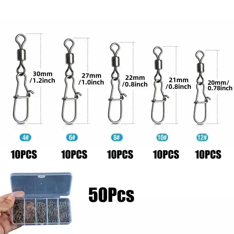 Stainless Steel Fishing Swivel Snaps – 50/100/200pcs by Habicare