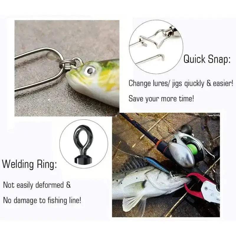 Stainless Steel Fishing Swivel Snaps – 50/100/200pcs by Habicare