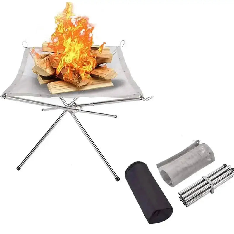 Stainless Steel Foldable Camping Fire Pit & BBQ Rack by Habicare