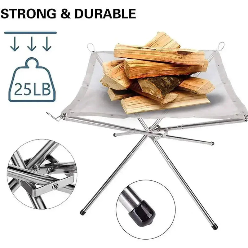 Stainless Steel Foldable Camping Fire Pit & BBQ Rack by Habicare