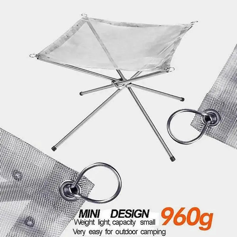 Stainless Steel Foldable Camping Fire Pit & BBQ Rack by Habicare