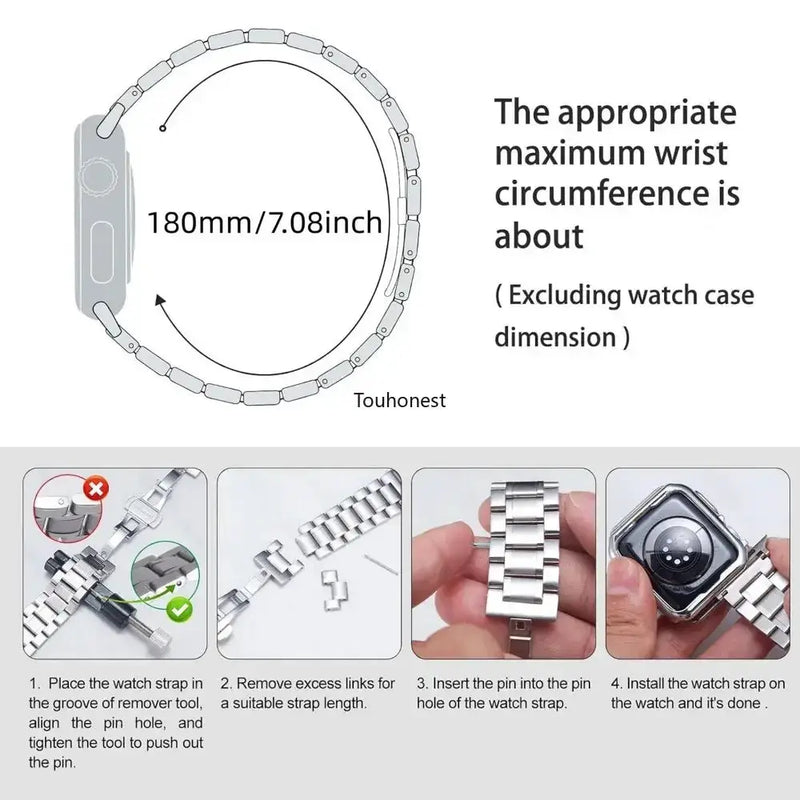 Stainless Steel Strap for the Apple Watch Ultra/Series 3–10 (38–49mm) (2 sizes & 18 colours available) by Habicare