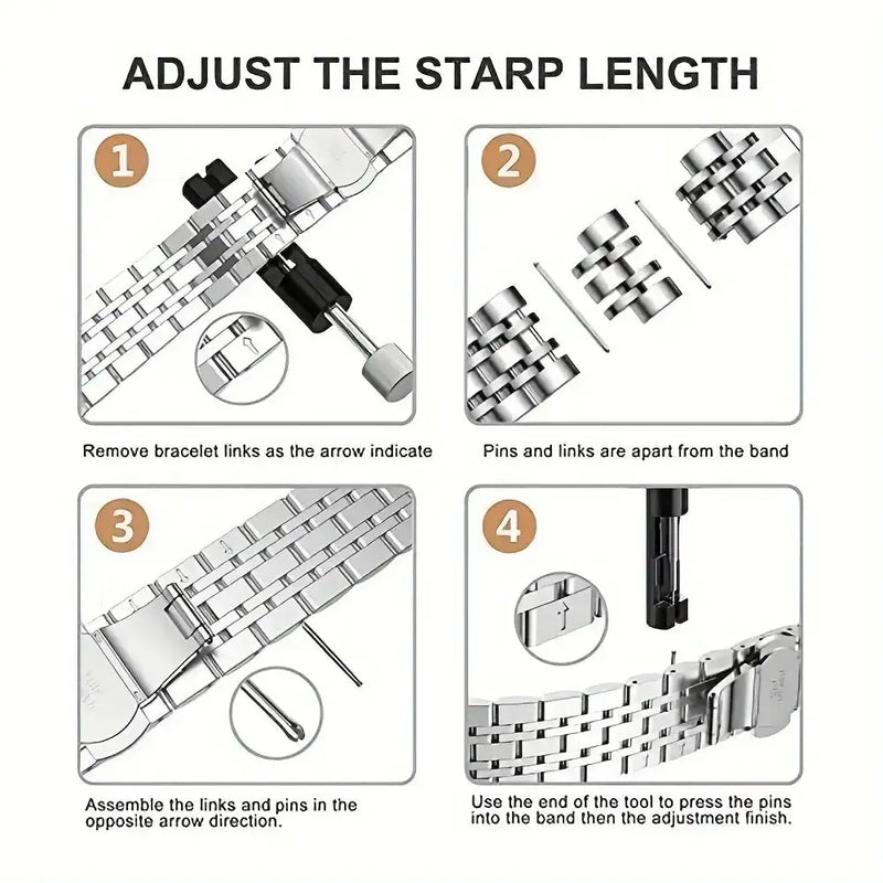 Stainless Steel Strap for the Apple Watch Ultra/Series 3–10 (38–49mm) (2 sizes & 18 colours available) by Habicare