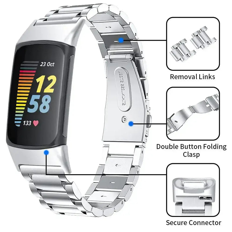 Stainless Steel Strap for the Fitbit Charge 5/6 Series (4 colours available) by Habicare
