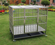 Collapsible Stainless Steel Pet Cage 110CM X - Large with Wheels by dealonline.co.nz
