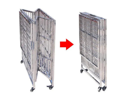 Collapsible Stainless Steel Pet Cage 110CM X - Large with Wheels by dealonline.co.nz