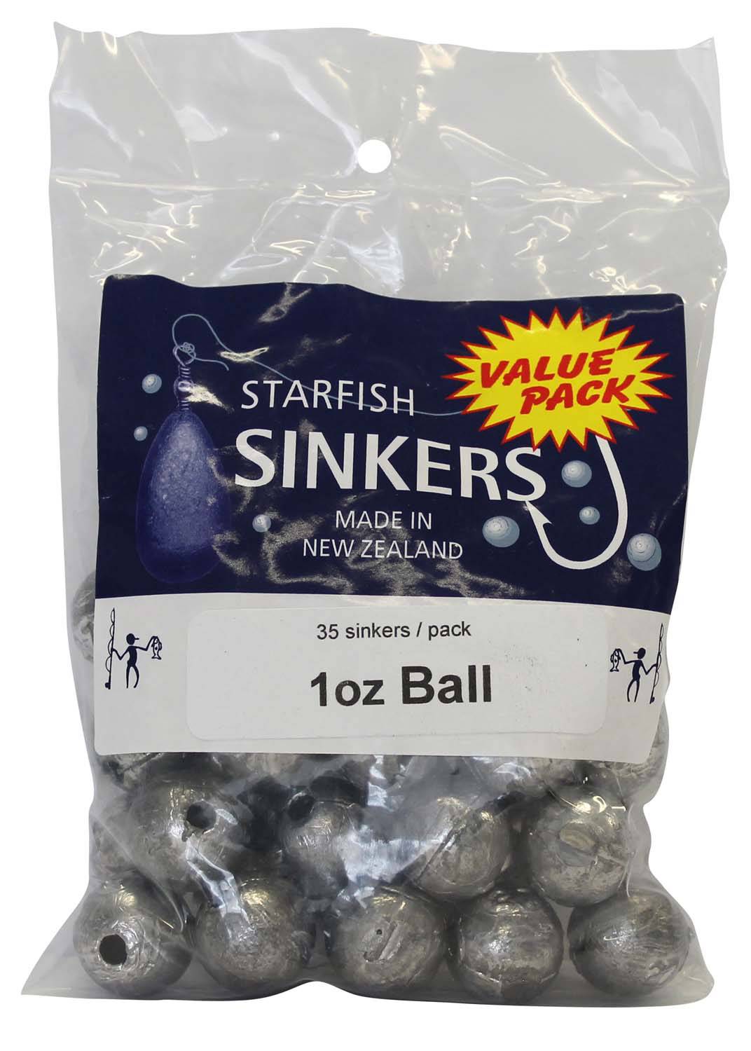 Starfish Ball Sinker Value Pack 1oz (35 per pack) - Action Outdoors Kiwi