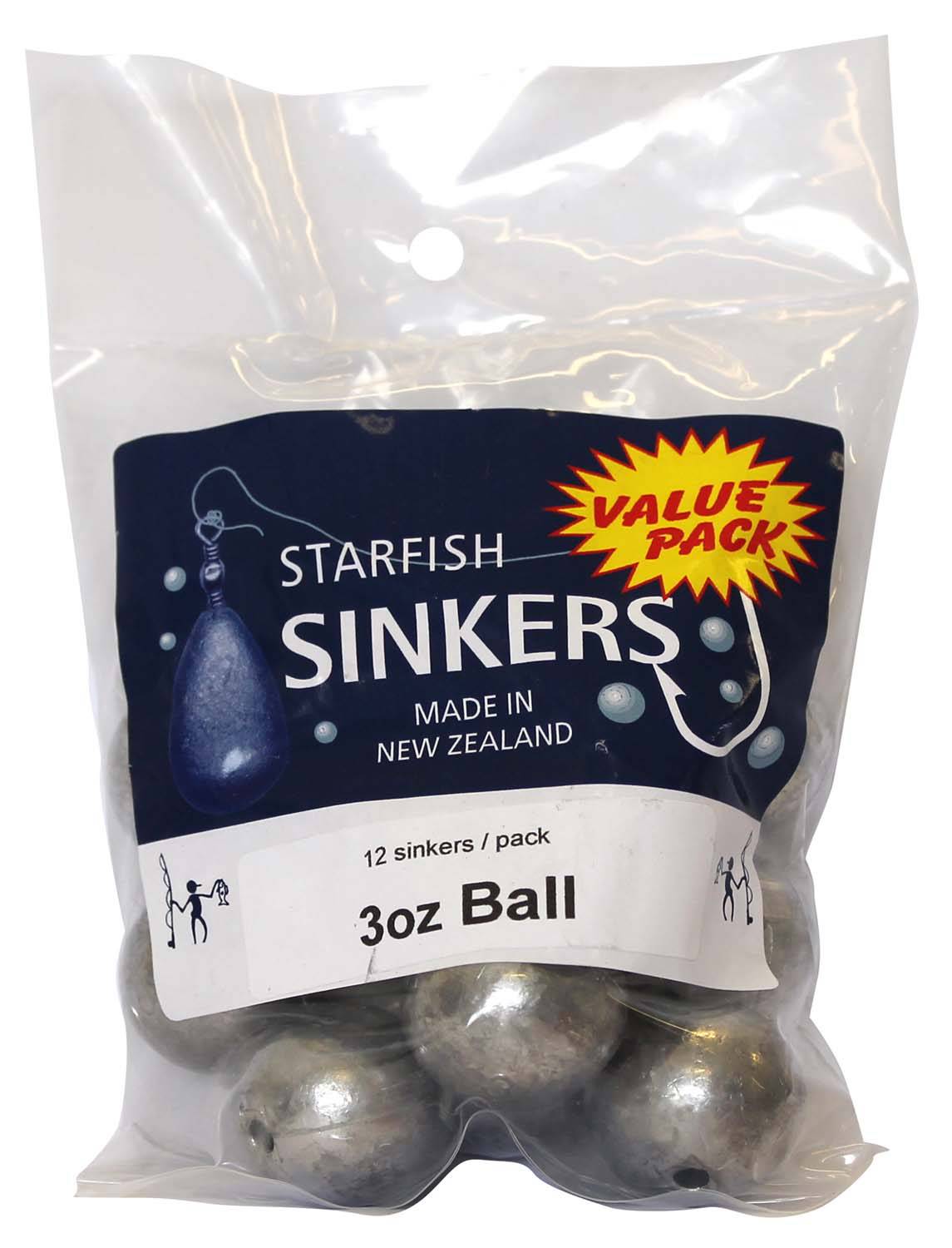 Starfish Ball Sinker Value Pack 3oz (12 per pack) - Action Outdoors Kiwi