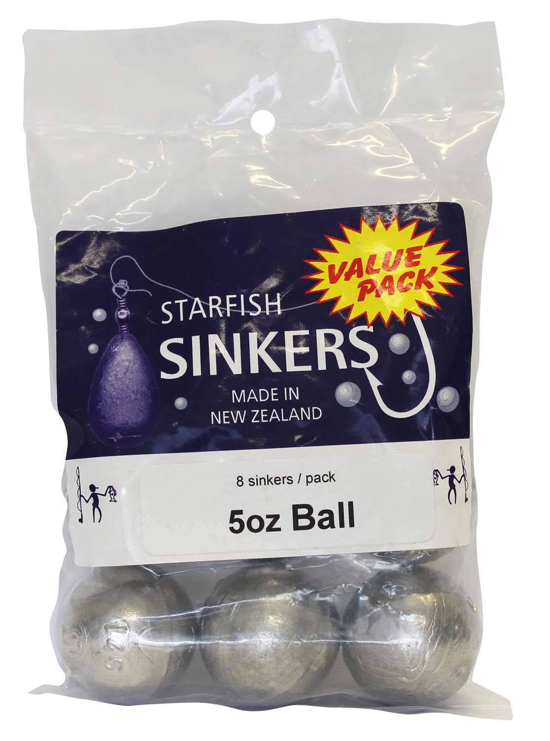 Starfish Ball Sinker Value Pack 5oz (8 per pack) - Action Outdoors Kiwi