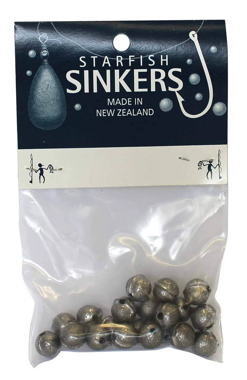 Starfish Ball Sinker Packet 1/8oz (20 per pack) shown in packaging, ideal for fishing in fresh or saltwater.