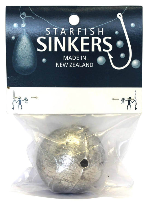 Starfish Ball Sinker Packet 10oz (1 per pack) in clear packaging, designed for fishing in fresh or saltwater.