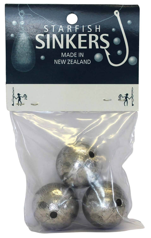 Starfish Ball Sinker Packet 4oz (3 per pack) in packaging, ideal for fishing sinker rigs.