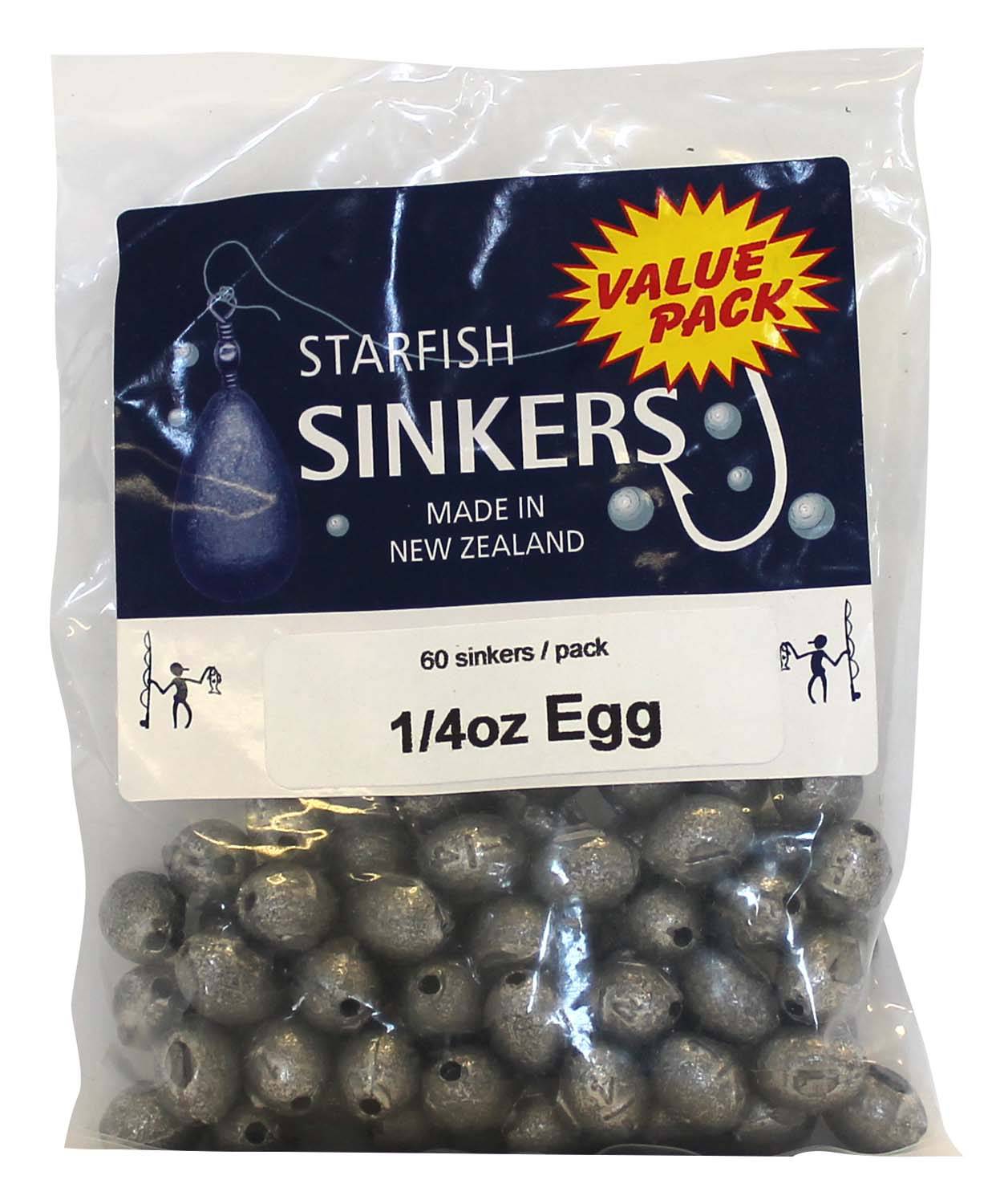 Starfish Egg Sinker Value Pack 1/4oz (60 per pack) - Action Outdoors Kiwi