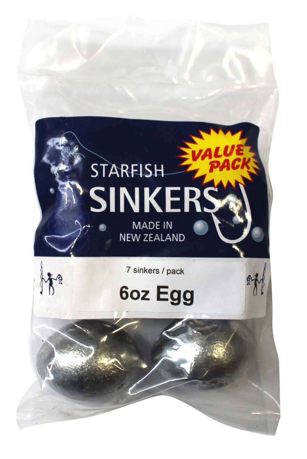 Starfish Egg Sinker Value Pack 6oz (7 per pack) - Action Outdoors Kiwi