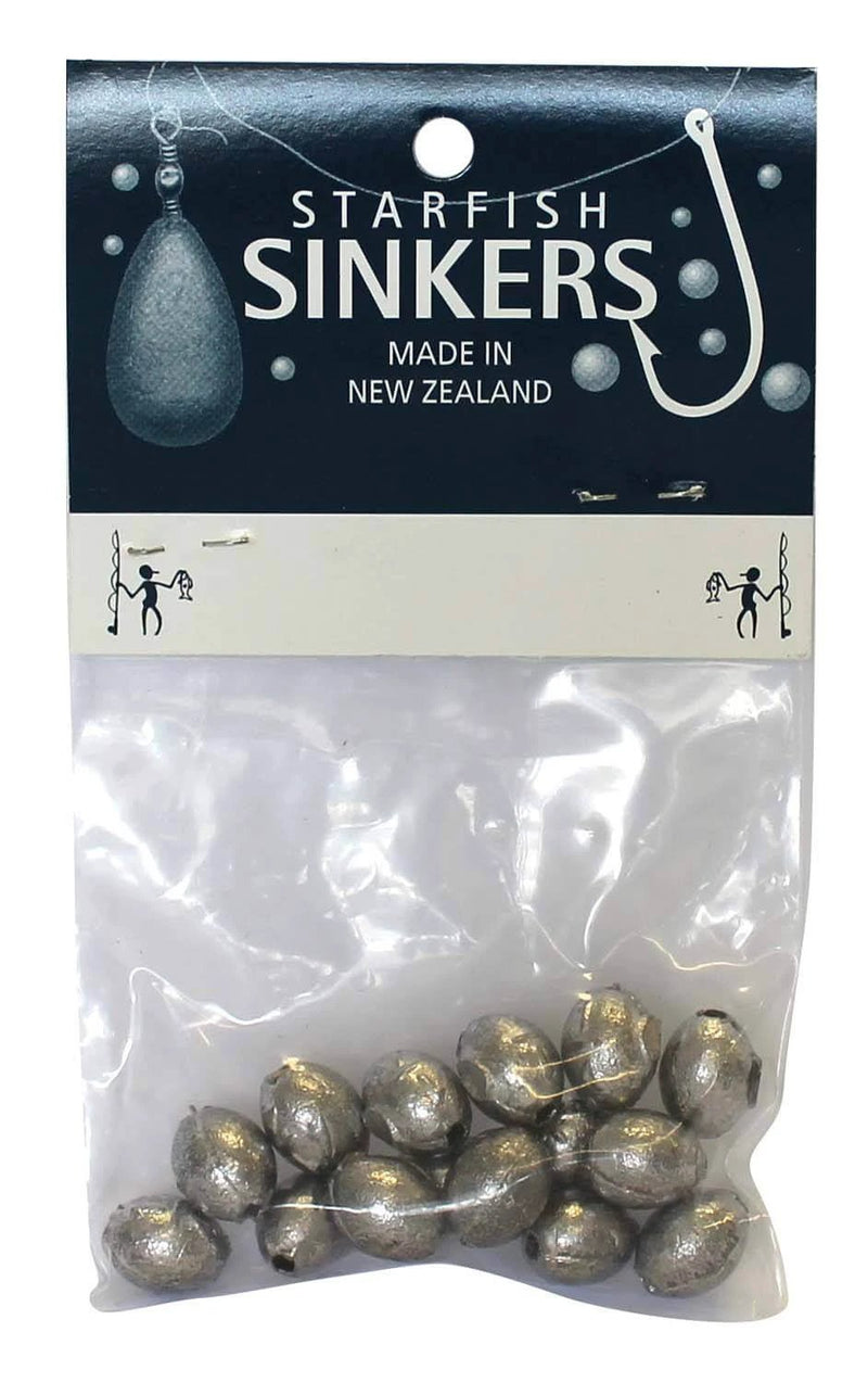 Starfish Egg Sinker Packet 1/4oz (15 per pack) containing metal sinkers for fishing.