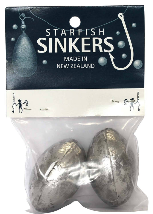 Starfish Egg Sinker Packet 6oz (2 per pack) in packaging, ideal for estuary anglers and sinker rigs.