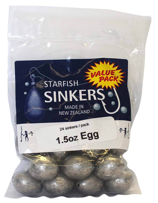 Starfish Egg Sinker Value Pack 1.5oz (24 per pack) for optimal fishing weight distribution and casting control.