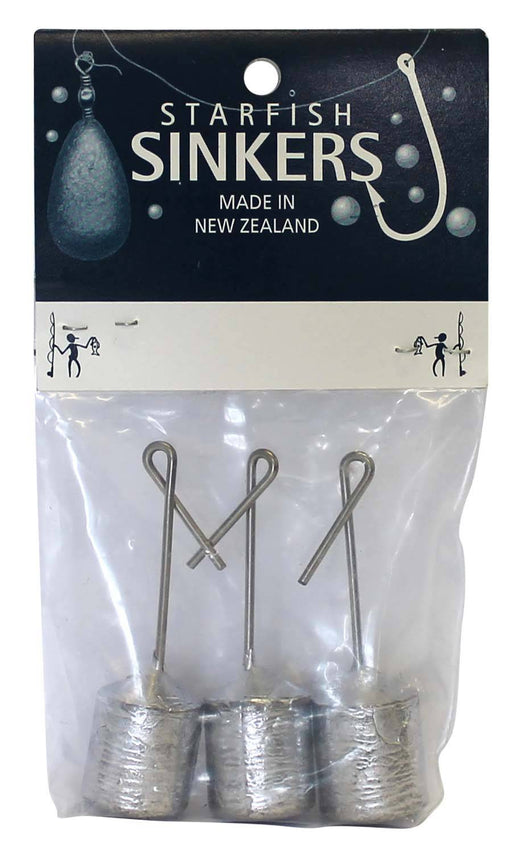 Starfish Long Line Sinker Packet 2oz (3 per pack) with three long line sinkers made in New Zealand.