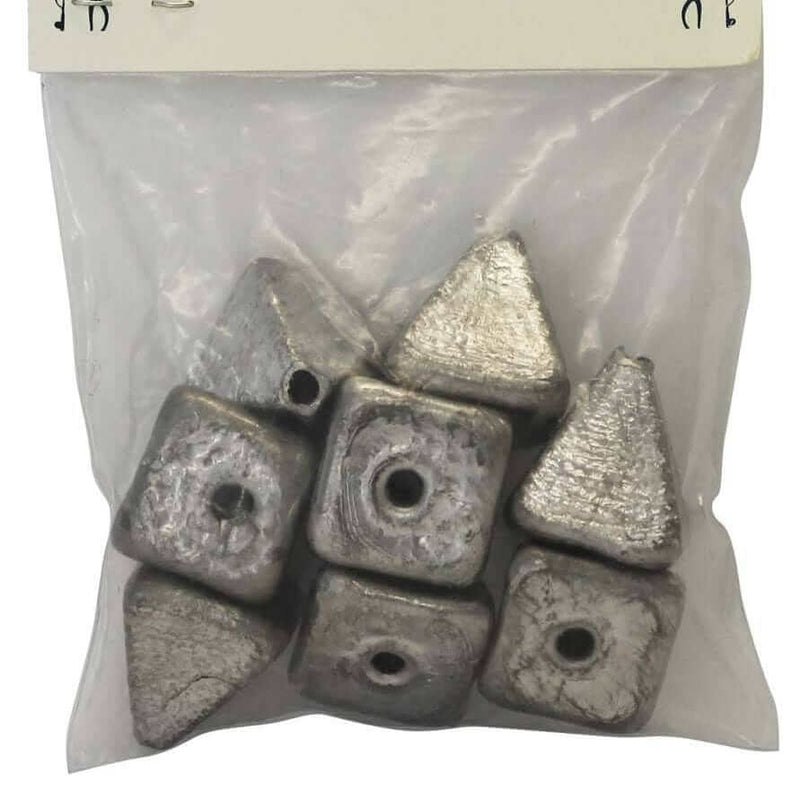 Starfish Pyramid Sinker Packet 1oz (8 per pack) in clear packaging, ideal for surf and ocean fishing.