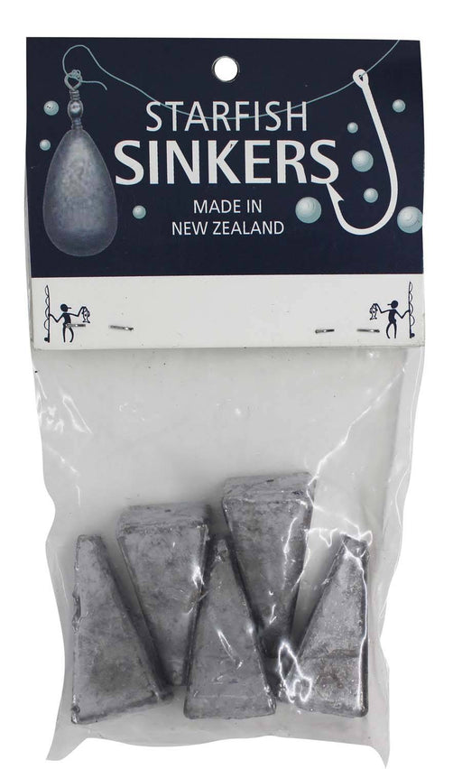Starfish Pyramid Sinker Packet 2oz (5 per pack) for surf and ocean fishing, featuring durable pyramid sinkers.