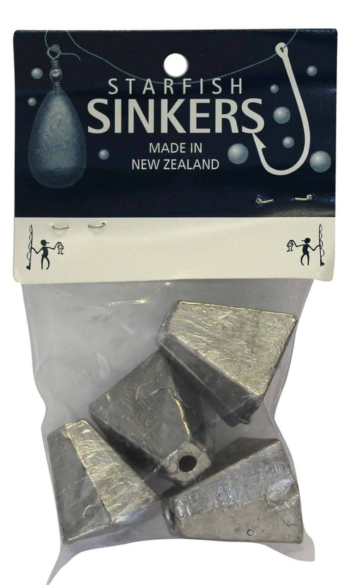 Starfish Pyramid Sinker Packet 3oz (4 per pack) for surf and ocean fishing, ideal for anchoring on soft and hard bottoms.