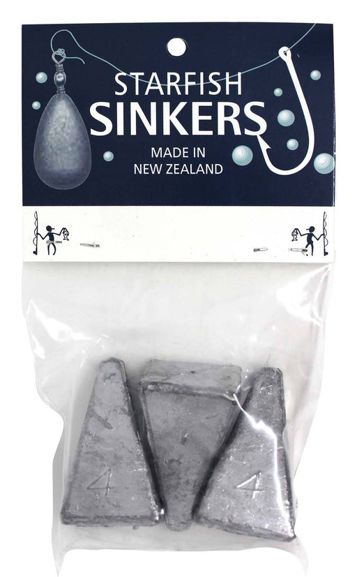 Starfish Pyramid Sinker Packet 4oz (3 per pack) in packaging for surf and ocean fishing.