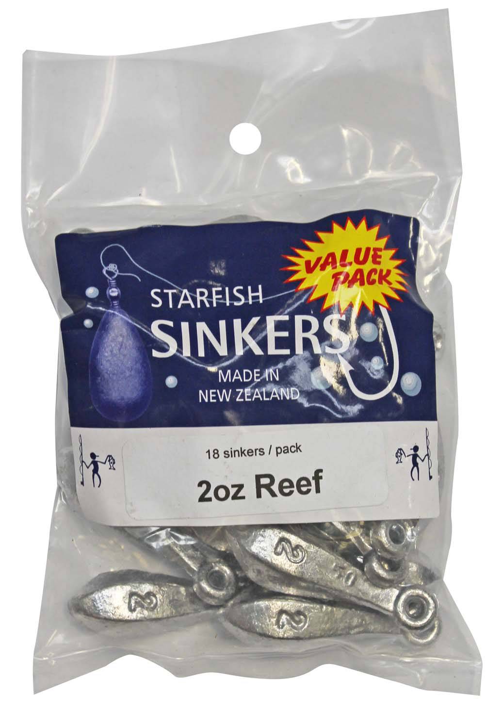 Starfish Reef Sinker Value Pack 2oz (18 per pack) - Action Outdoors Kiwi