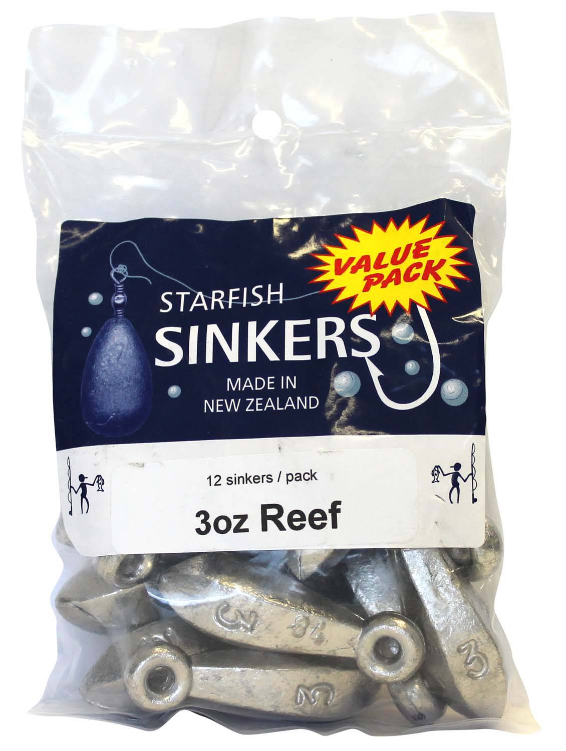 Starfish Reef Sinker Value Pack 3oz (12 per pack) - Action Outdoors Kiwi