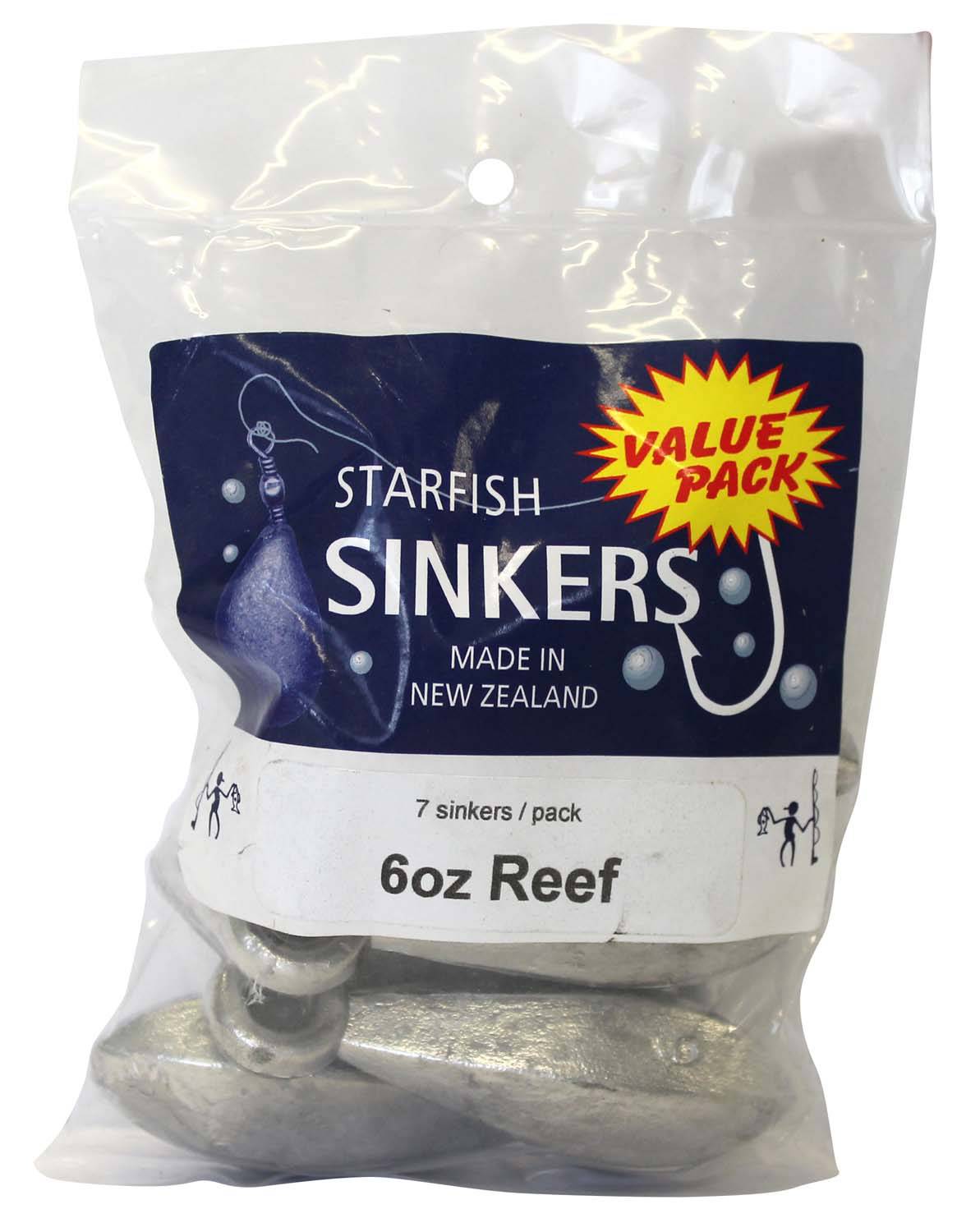 Starfish Reef Sinker Value Pack 6oz (7 per pack) - Action Outdoors Kiwi