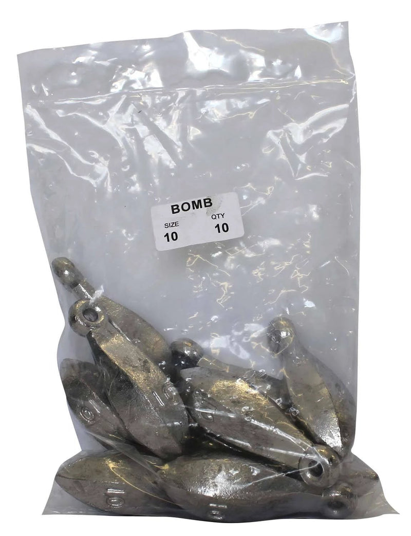 Reef Sinker Bulk Pack 10oz (10 per pack) in clear bag showing bulk weight for deep water fishing.