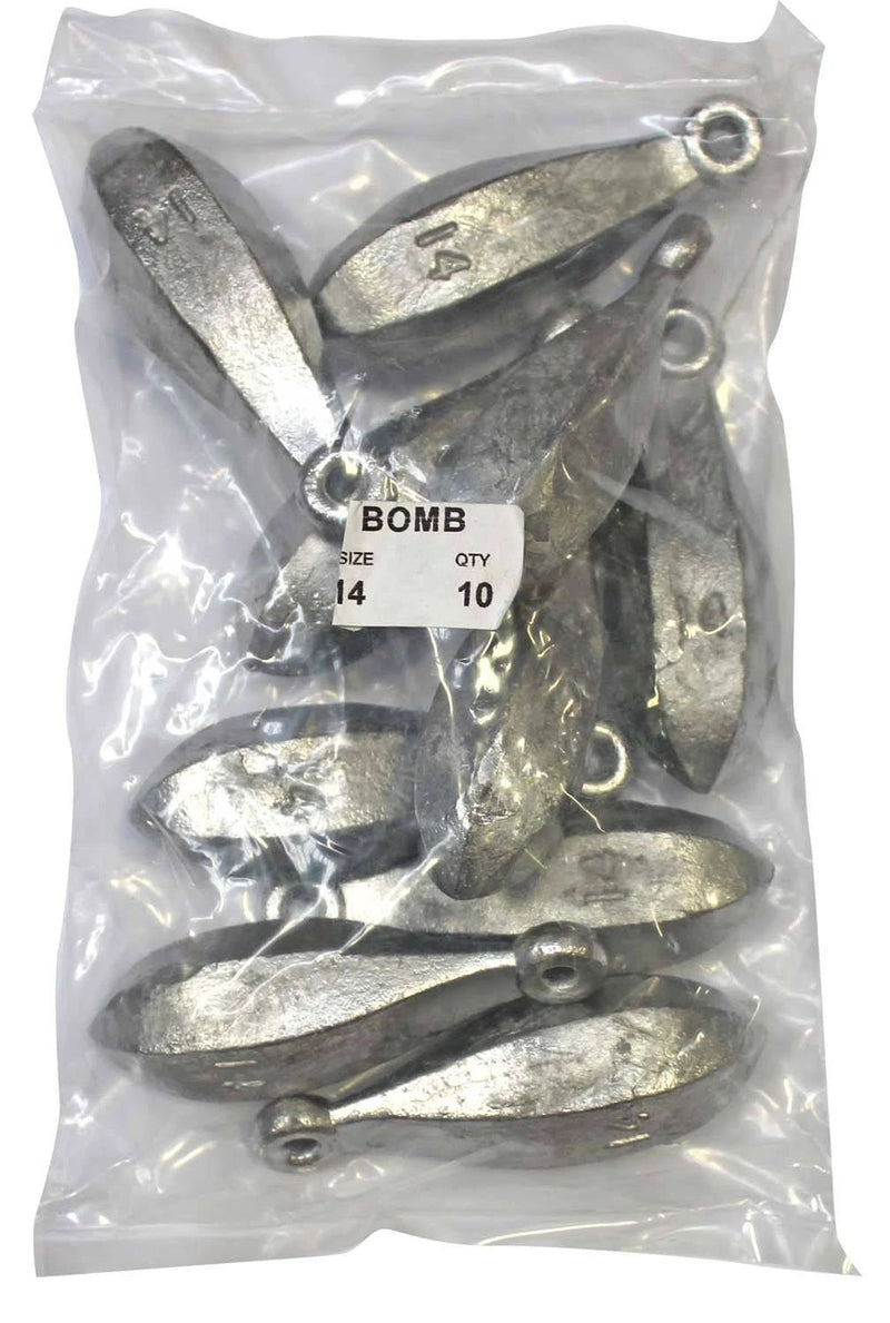 Reef Sinker Bulk Pack 14oz (10 per pack) packaged sinkers for deep water fishing with sleek design for optimal drop.
