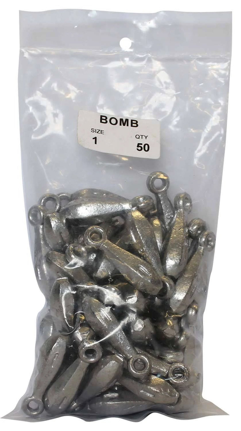 Reef Sinker Bulk Pack 1oz (50 per pack) in a sealed plastic bag, ideal for deep water fishing.
