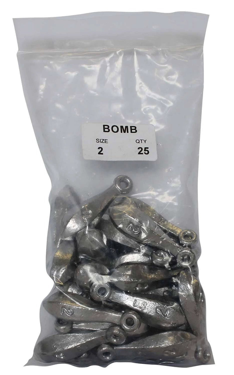 Reef Sinker Bulk Pack 2oz (25 per pack) packaged in a clear bag, ideal for deep water fishing.