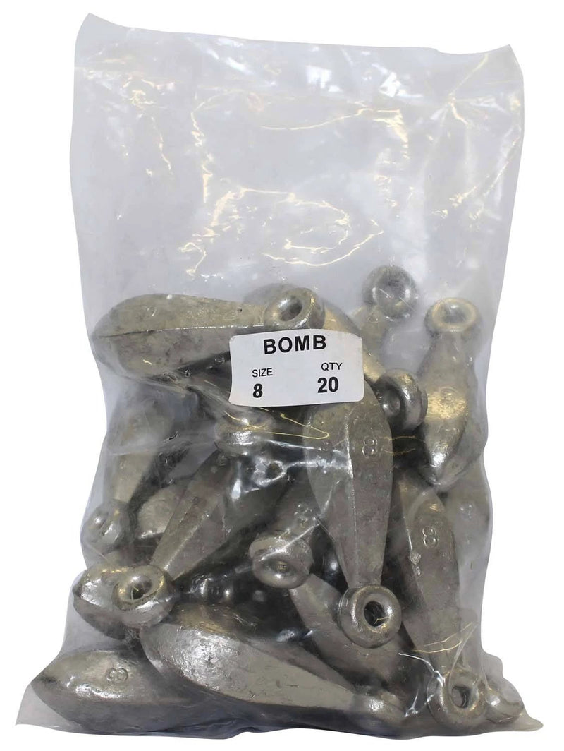 Reef Sinker Bulk Pack 8oz (20 per pack) in a clear plastic bag for deep-water fishing.
