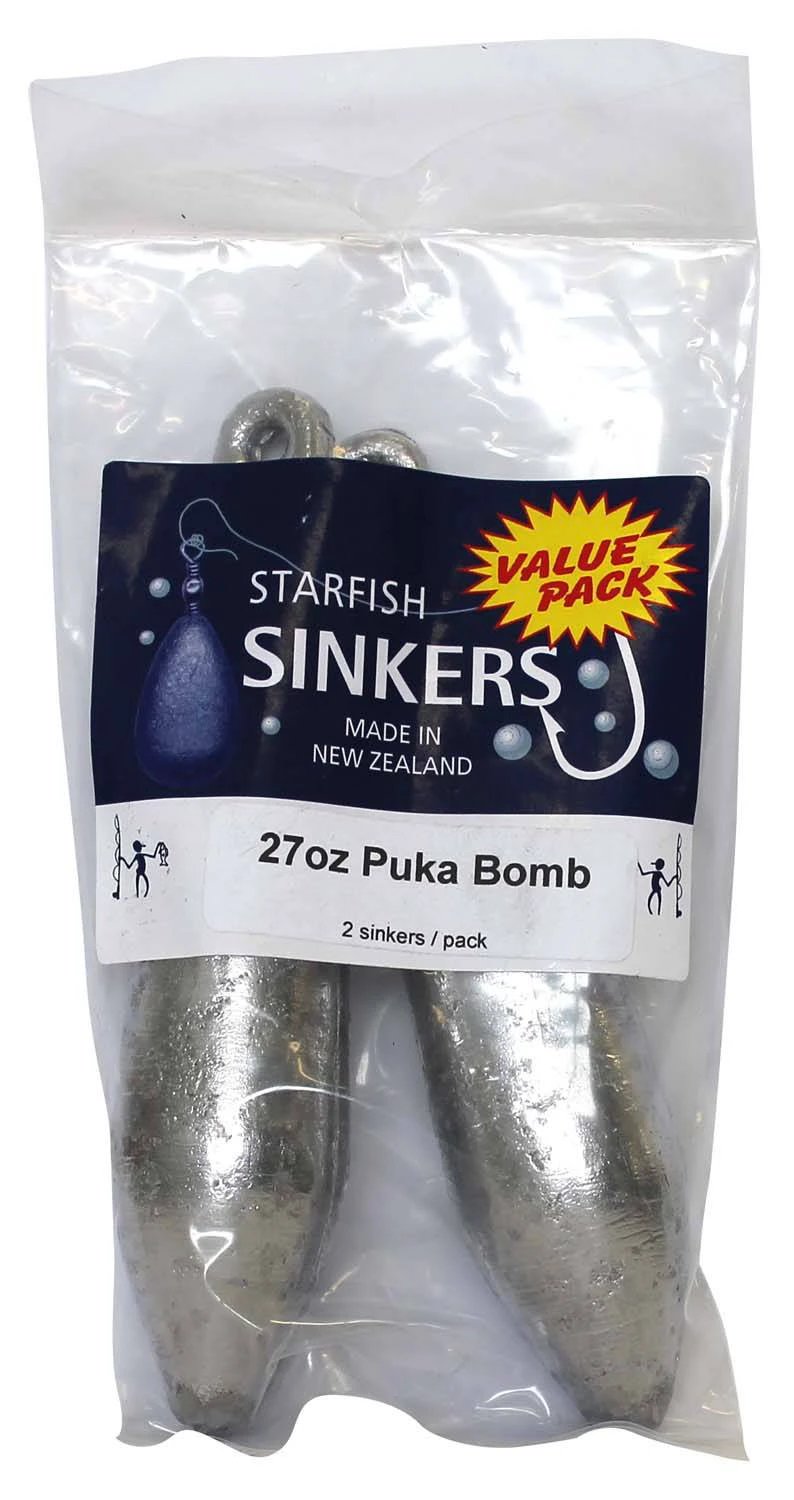 Starfish Puka Reef Sinker Value Pack 27oz (2 per pack) featuring sleek design for optimal fishing performance.