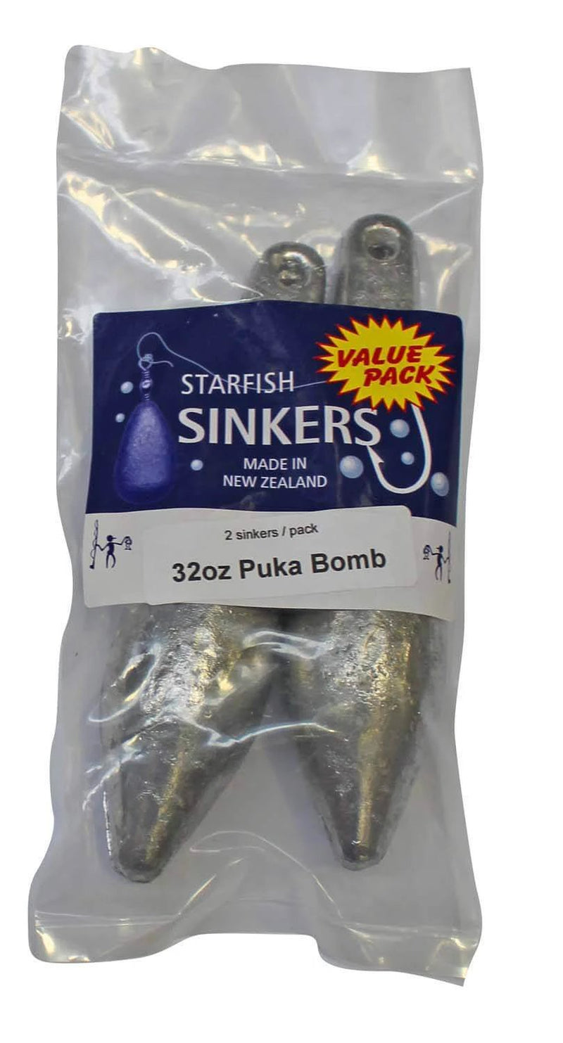 Starfish Puka Reef Sinker Value Pack 32oz (2 per pack) in clear packaging for versatile fishing options.