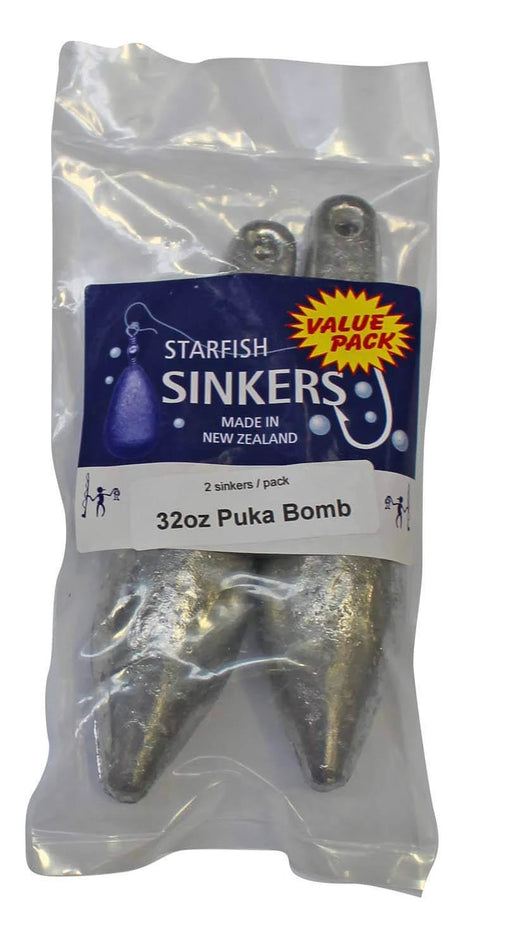 Starfish Puka Reef Sinker Value Pack 32oz (2 per pack) in clear packaging for versatile fishing options.