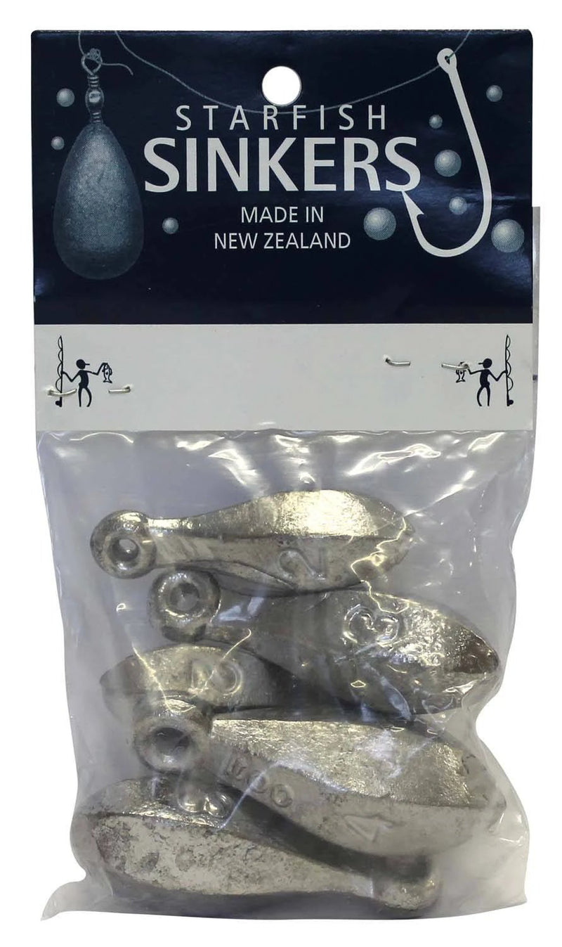 Starfish Mixed Reef Packet with various weight sinkers, made in New Zealand, great for fishing.