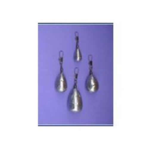 Clipon Sinkers size 1/2 Medium Bags, 23 pcs of fishing sinkers on purple background.