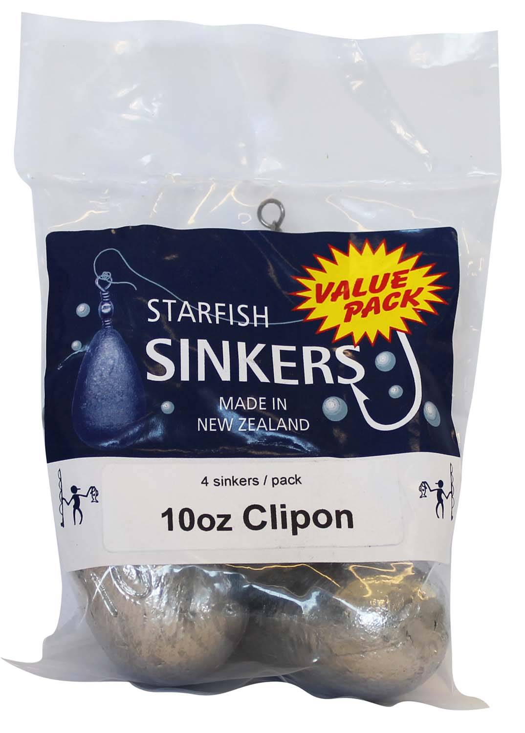 Starfish Clipon Sinker Value Pack 10oz (4 per pack) - Action Outdoors Kiwi